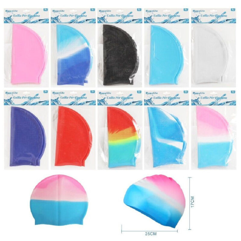 foto del prodotto trade shop traesio cuffia nuoto per piscina estate in silicone unisex colori misti 25x17cm 605433 