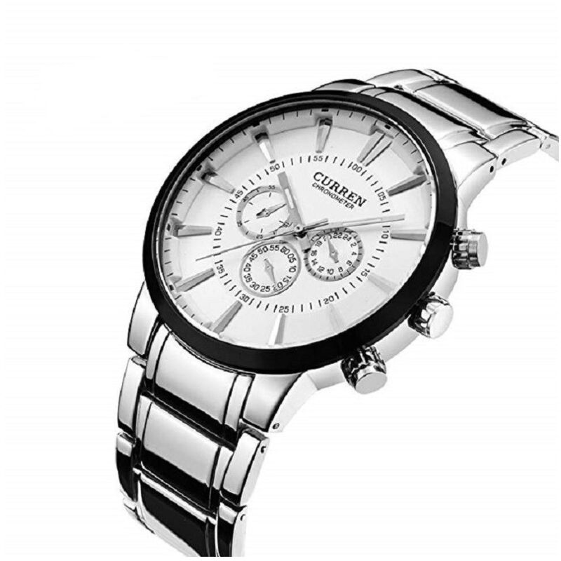 foto del prodotto trade shop traesio curren orologio semplice moda uomo acciaio orologio da polso quadrante nero 