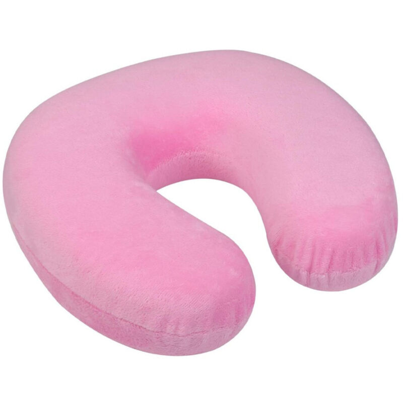 foto del prodotto trade shop traesio cuscino da viaggio collo collare poggiatesta cervicale 31cm viaggi auto aereo rosa