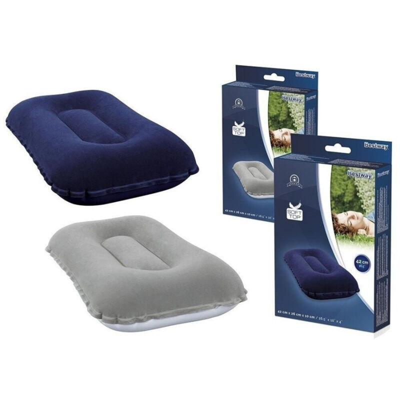foto del prodotto trade shop traesio cuscino gonfiabile floccato rettangolare 48x30cm per viaggi campeggio mare 67121 