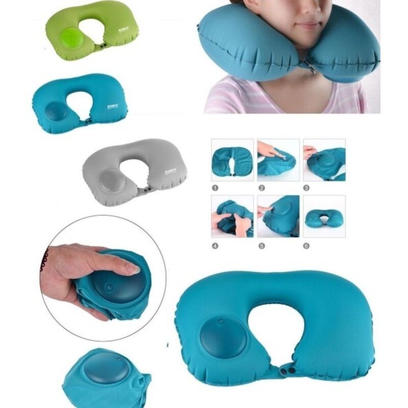 foto del prodotto trade shop traesio - cuscino viaggio collo collare poggiatesta cervicale con pompa gonfiaggio -