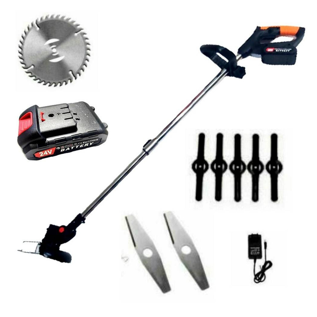 foto del prodotto trade shop traesio decespugliatore elettrico 2 batteria litio 24 v tagliaerba tagliabordi 8421 