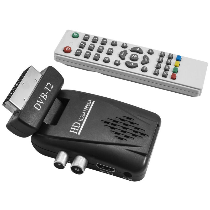 foto del prodotto trade shop traesio decoder mini digitale terrestre scart dvb t2 180 usb hdmi presa scart hd 