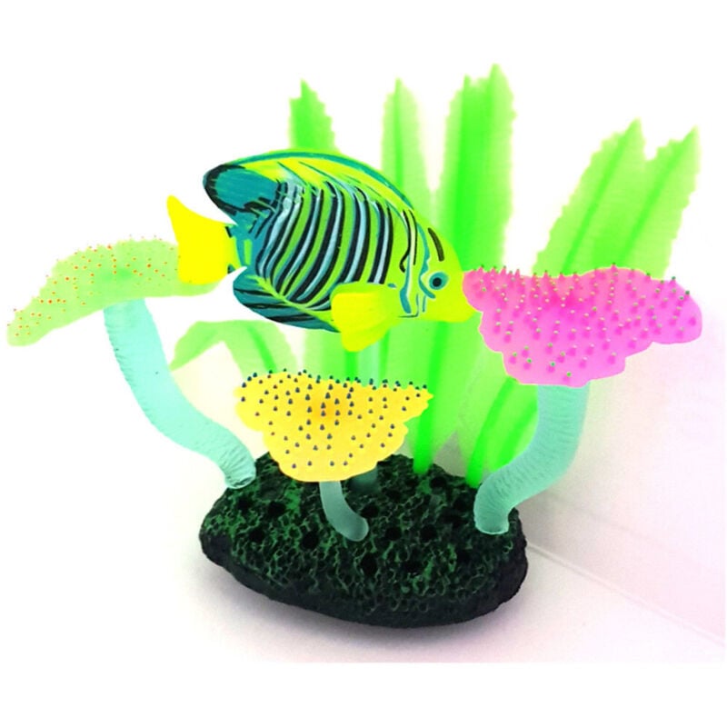 foto del prodotto trade shop traesio - decorazione pianta funghi acquario fiori bolle fungo fluorescente pesci alghe -