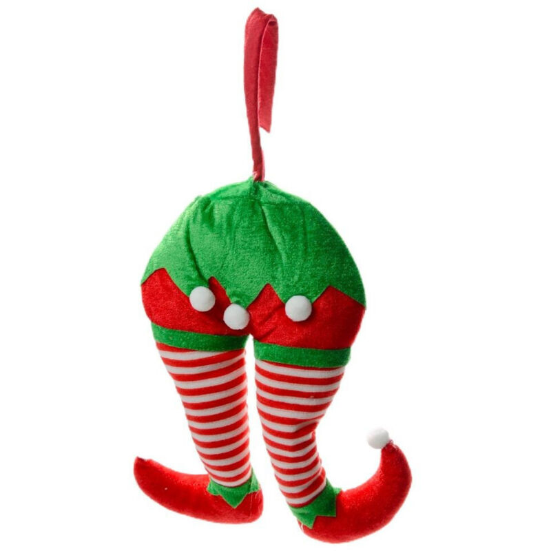 foto del prodotto trade shop traesio decorazioni di natale gambe elfo righe addobbo per albero di natale dim. 15x20h 