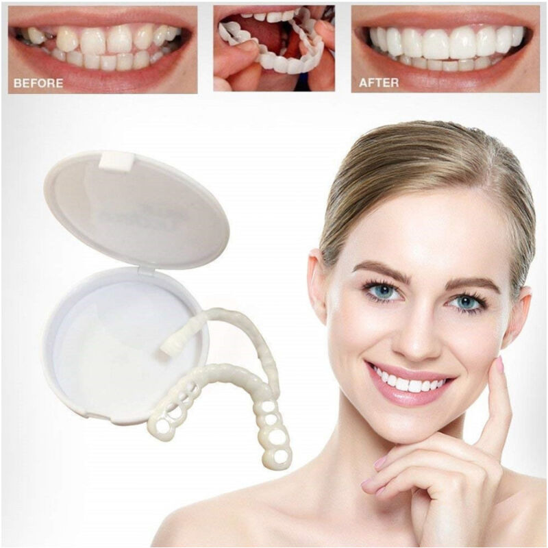 foto del prodotto trade shop traesio denti finti in silicone per sorriso perfetto dentiera copri denti uso quotidiano 