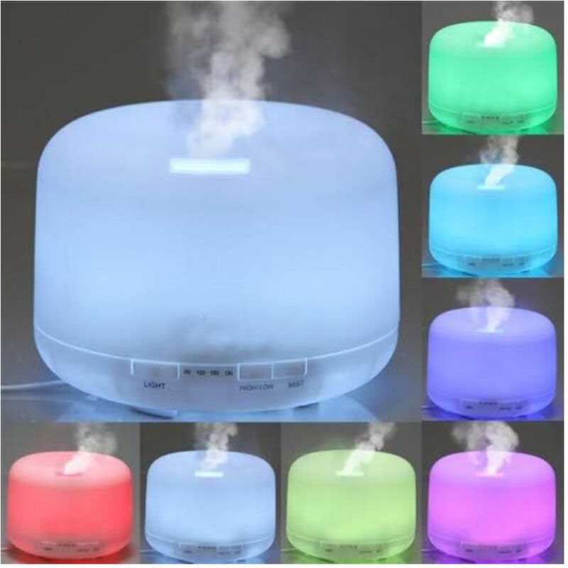 foto del prodotto trade shop traesio diffusore aromi da 500 ml con illuminazione led 7 colori timer umidificatore 