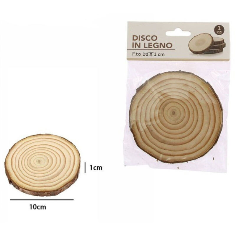 foto del prodotto trade shop traesio disco di legno base tronco decorativa per ornamento casa 10 x 1 cm rotondo 72109 