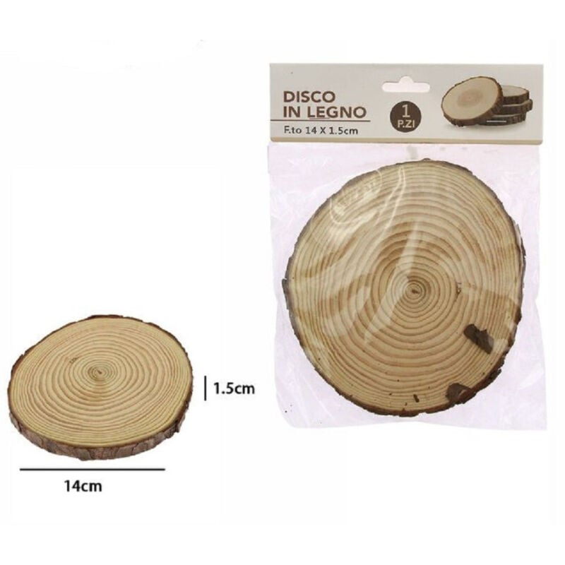 foto del prodotto trade shop traesio disco di legno base tronco decorativa per ornamento casa 14x1.5 cm rotondo 72111 