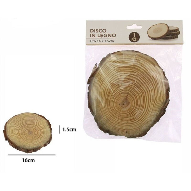 foto del prodotto trade shop traesio disco di legno base tronco decorativa per ornamento casa 16x1.5 cm rotondo 72112 