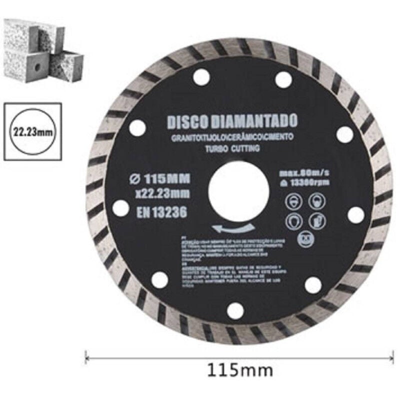 foto del prodotto trade shop traesio disco diamantato segmentato 115 mm per cemento mattoni smerigliatrice flex 