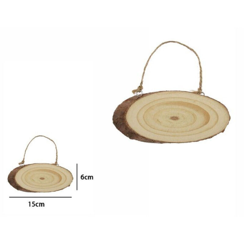 foto del prodotto trade shop traesio disco legno naturale base tronco decorativa ornamento da appendere 15x6cm 72101 