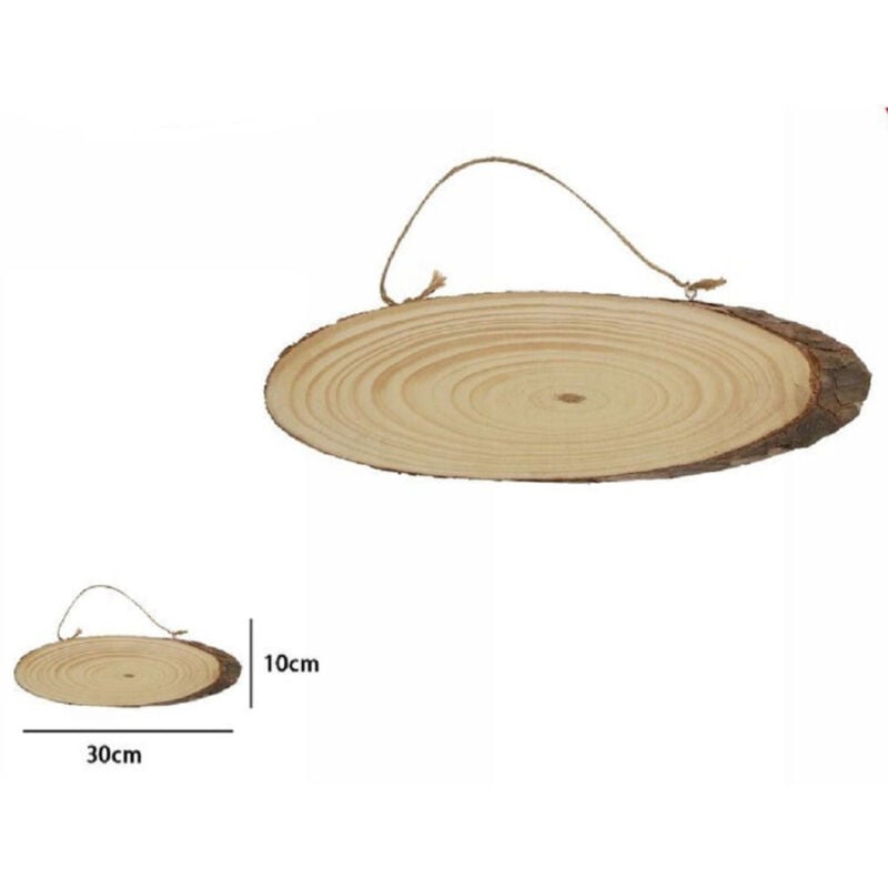 foto del prodotto trade shop traesio disco legno naturale base tronco decorativa ornamento da appendere 30x10cm 72103 