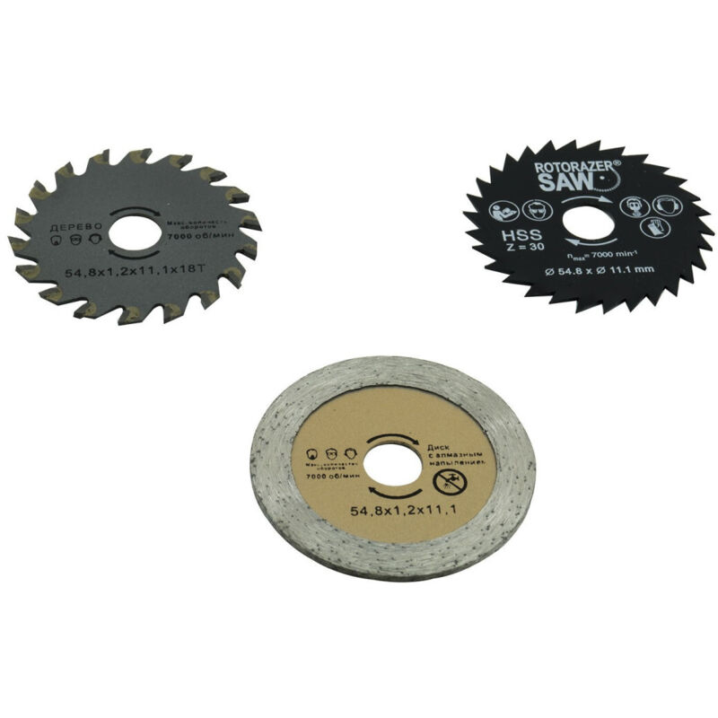 foto del prodotto trade shop traesio disco taglio legno pvc plastica mini dischi sega circolare 3 pz 54.8mm 11.1mm 