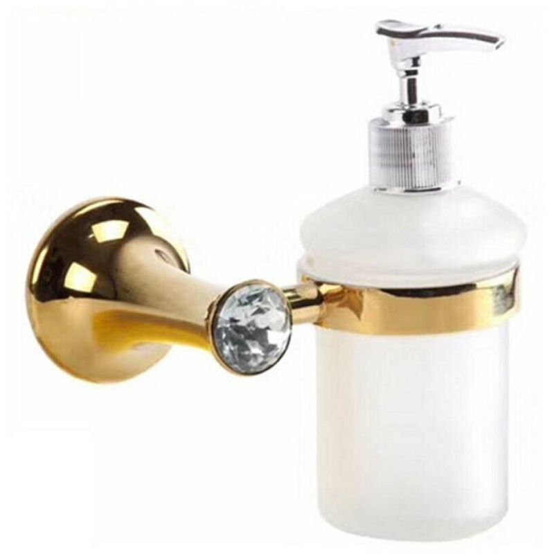 foto del prodotto trade shop traesio dispenser porta sapone liquido supporto bagno muro casa dorato oro dgo 103 