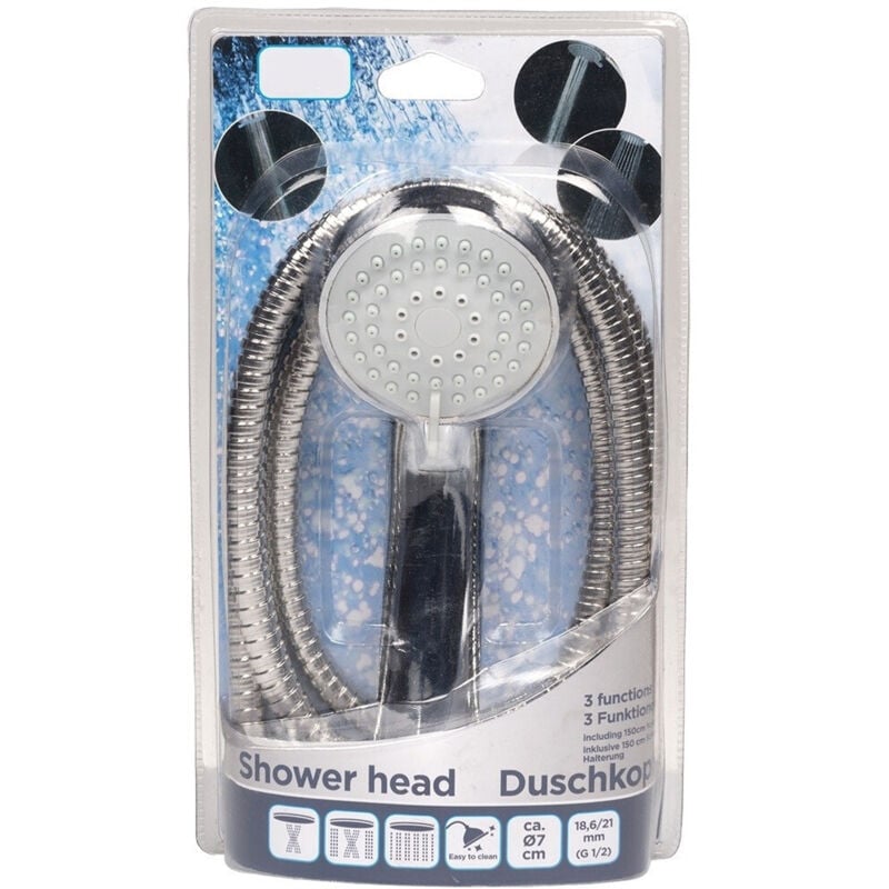 foto del prodotto trade shop traesio doccetta telefono doccia diametro 7cm con tubo flessibile acciaio 150cm 