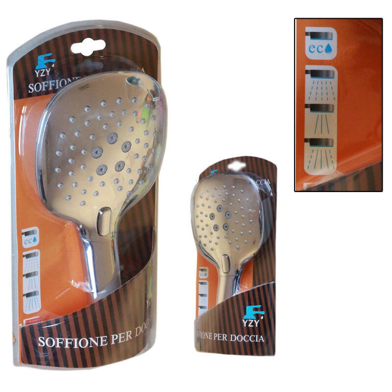 foto del prodotto trade shop traesio doccia doccetta soffione 3 getti anticalcare con pulsante ricambio doccia 82095 