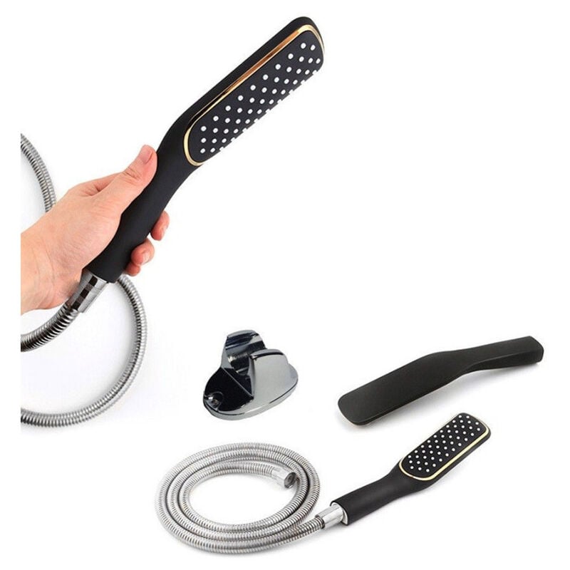 foto del prodotto trade shop traesio doccia doccetta soffione anticalcare tubo flessibile 1,8mt supporto muro 52338 