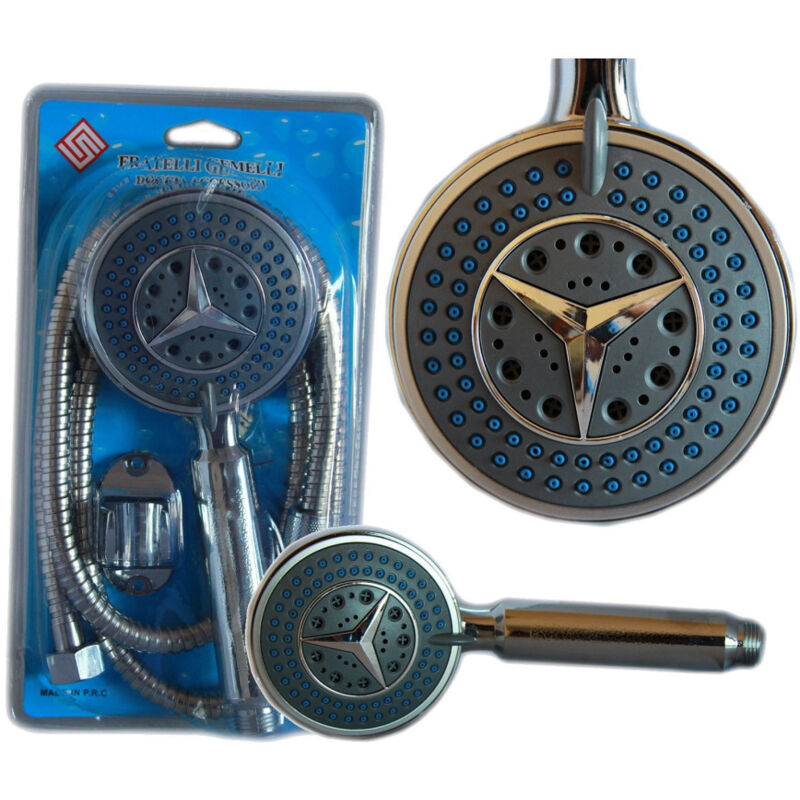 foto del prodotto trade shop traesio doccia doccetta soffione cromato 3 getti tubo flessibile 1.5mt supporto muro 