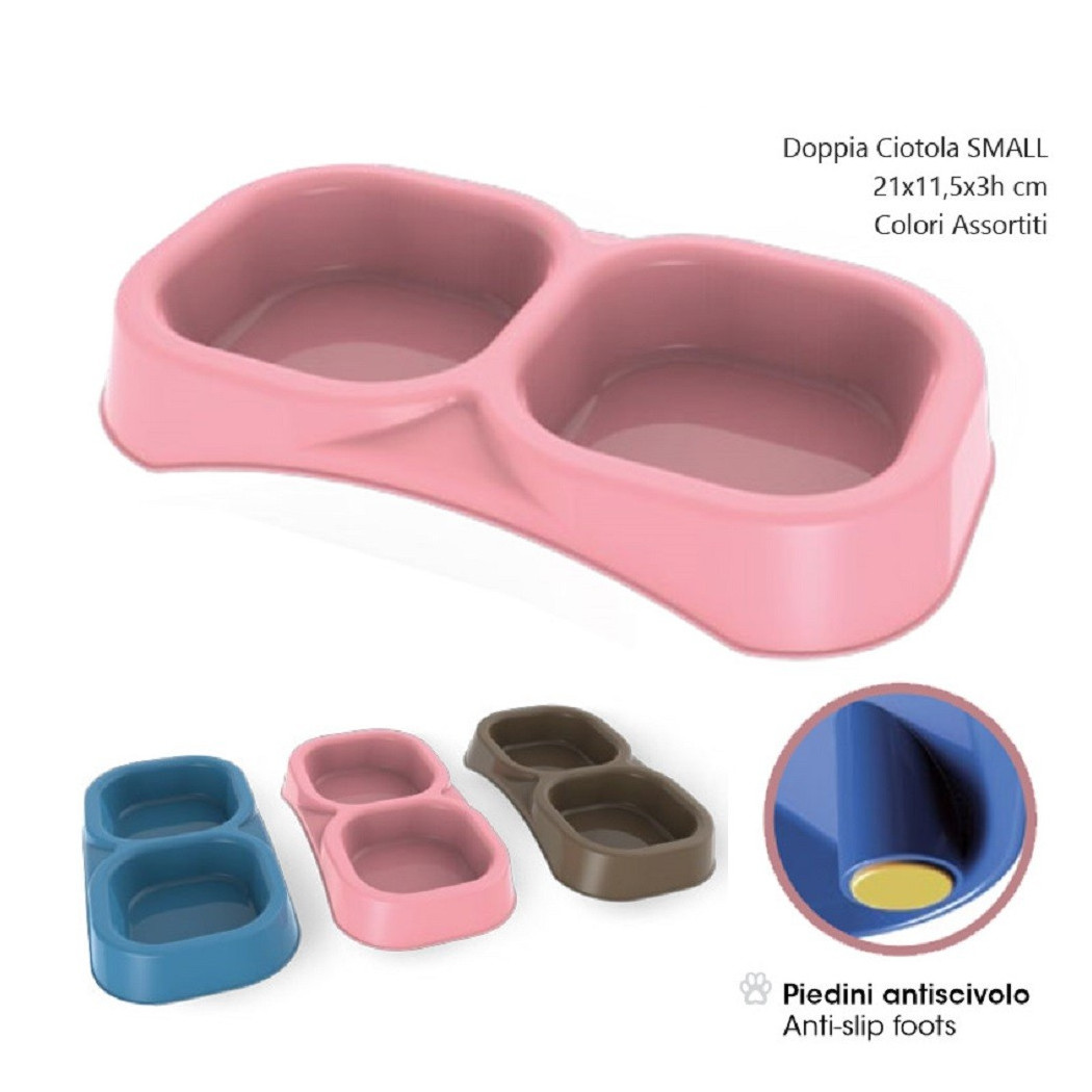 foto del prodotto trade shop traesio doppia ciotola per cane small antiscivolo cibo e acqua vari colori 