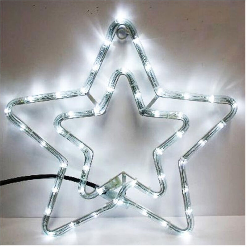 foto del prodotto trade shop traesio doppia stella natalizia luminosa 75 led colore bianco 55x55 cm per uso esterno 