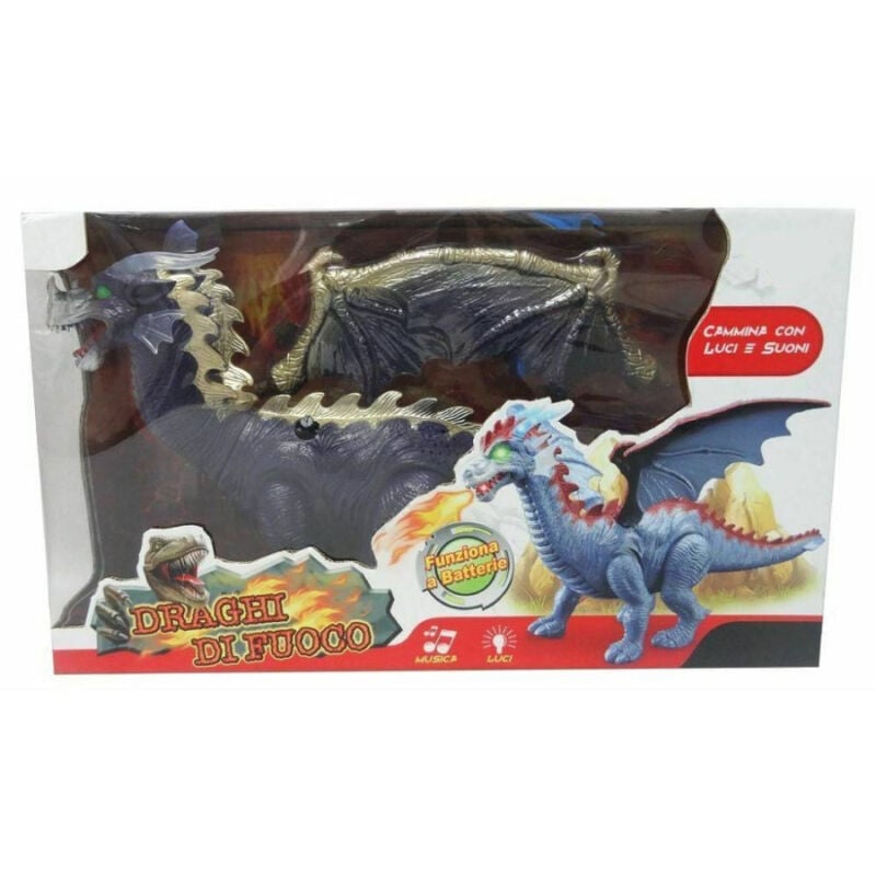 foto del prodotto trade shop traesio draghi di fuoco dinosauro cammina con luci suoni giocattolo gioco bambini 