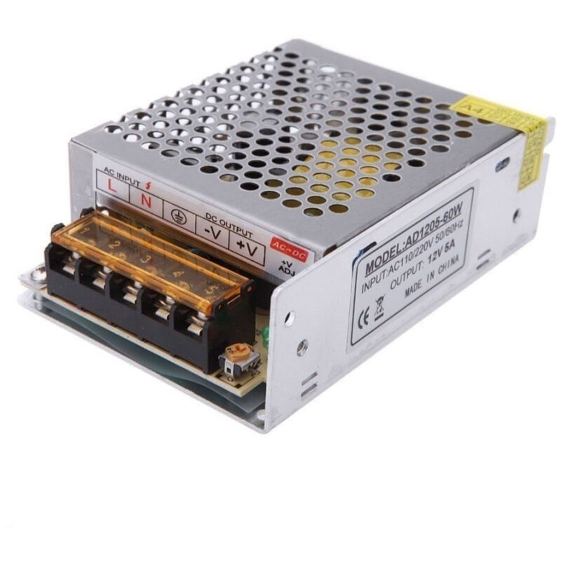 foto del prodotto trade shop traesio driver alimentatore trasformatore stabilizzato switch trimmer 220v 12v 5 ampere 