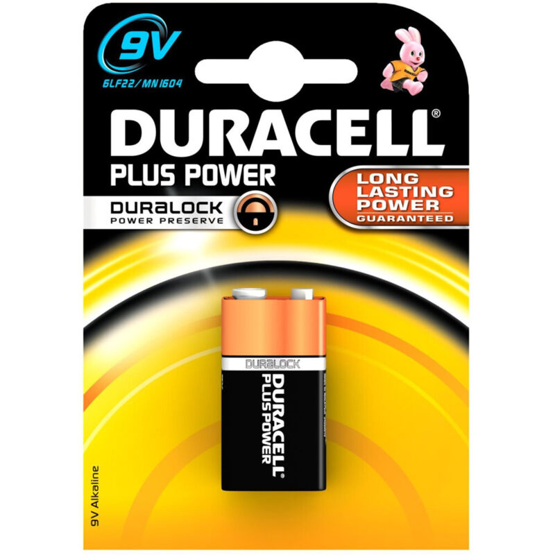 foto del prodotto trade shop traesio duracell long lasting power batteria pila alkalina 9v transistor 
