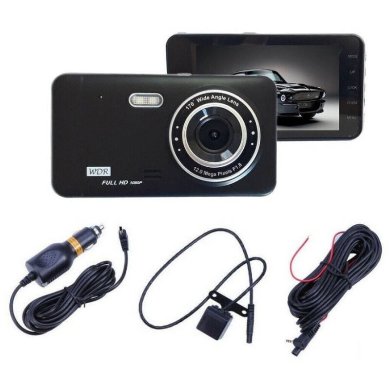 foto del prodotto trade shop traesio dvr telecamera videoregistratore per auto 2 telecamere hd display 4 gt19 