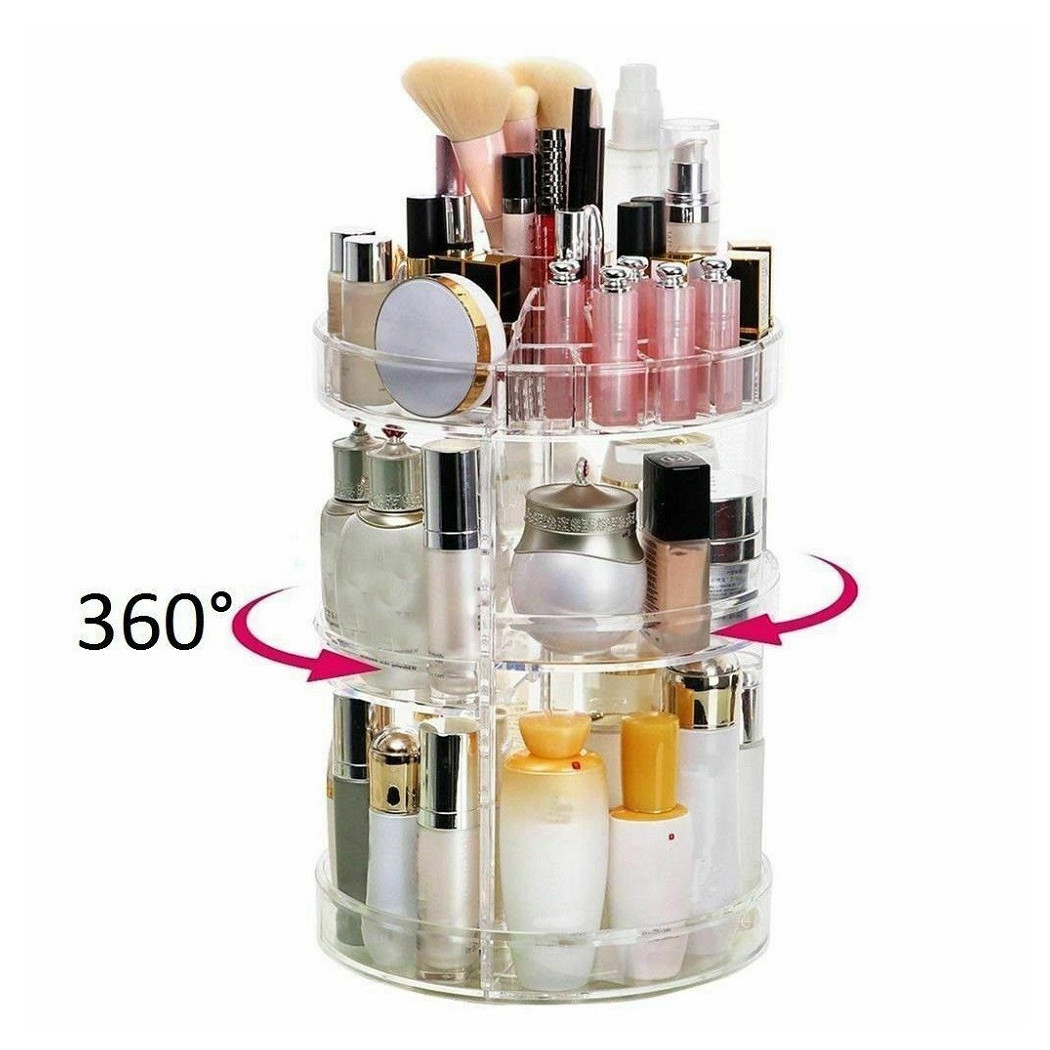 foto del prodotto trade shop traesio espositore girevole trasparente porta trucchi cosmetici organizer smalti 