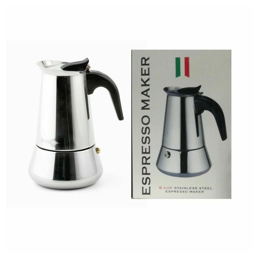 foto del prodotto trade shop traesio espresso maker caffettiera moka macchinetta caff 6 tazze acciaio inox 