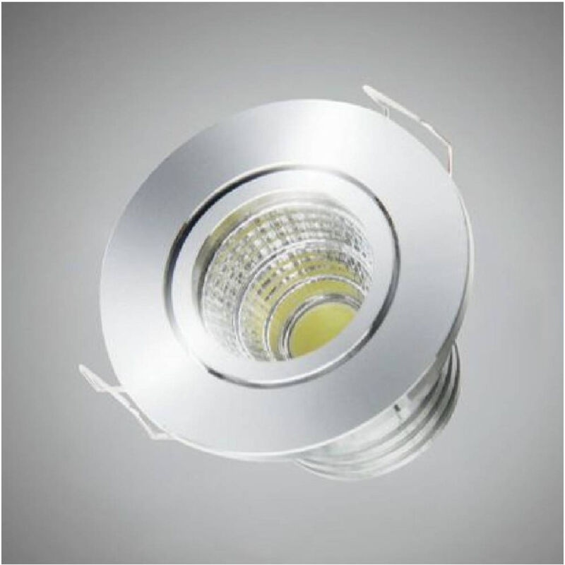 foto del prodotto trade shop traesio faretto 1 led cob incasso 3 watt 270lm orientabile luce calda fredda naturale argento bianco caldo 