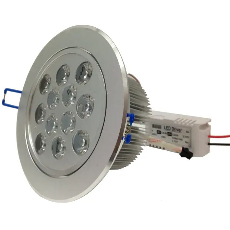 foto del prodotto trade shop traesio faretto 12 led 12w ad incasso orientabile spot luce a molla con alette driver bianco freddo 