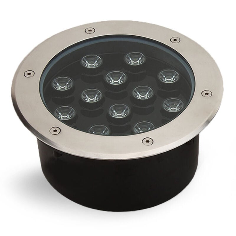 foto del prodotto trade shop traesio faretto 12w 12 led incasso pavimento faro giardino bianco calpestabile ip68 bianco caldo 