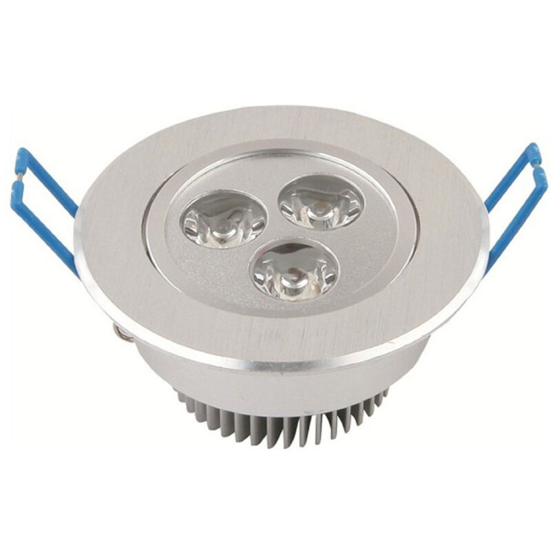 foto del prodotto trade shop traesio faretto 3 led 3 w ad incasso con alette a molla rotondo luce fredda o calda bianco freddo 