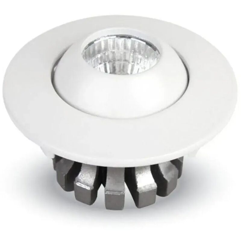 foto del prodotto trade shop traesio faretto 3w orientabile tondo da incasso bianco lucido con alette per cartongesso bianco freddo 