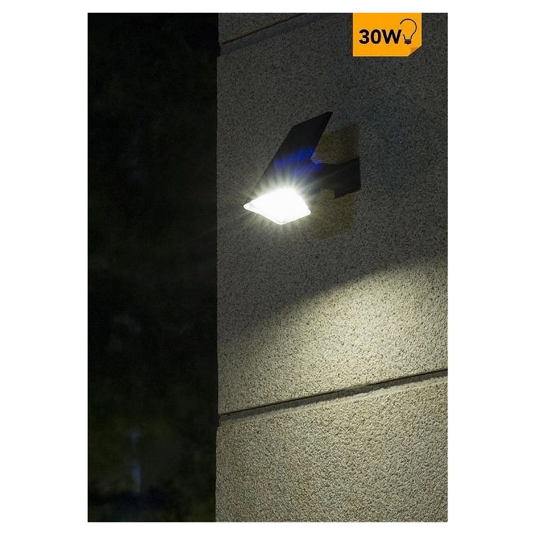 foto del prodotto trade shop traesio faretto 7led picchetto ricaricabile con pannello solare crepuscolare muro yh0514 bianco freddo 