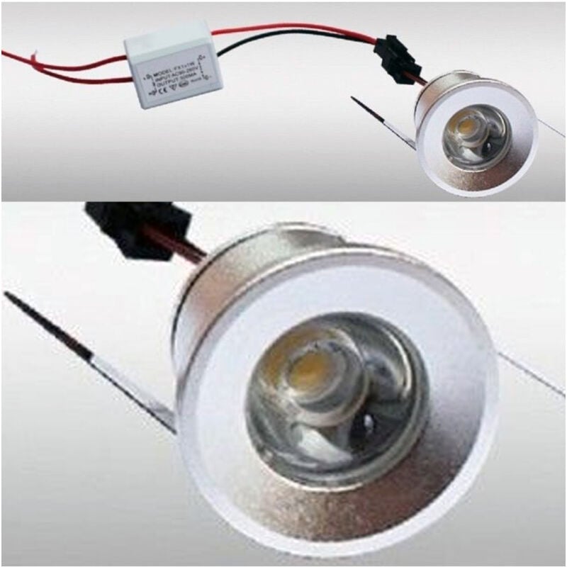 foto del prodotto trade shop traesio faretto a led da incasso foro 25mm 1 led 1w luce caldo freddo per interno ip20 bianco caldo 