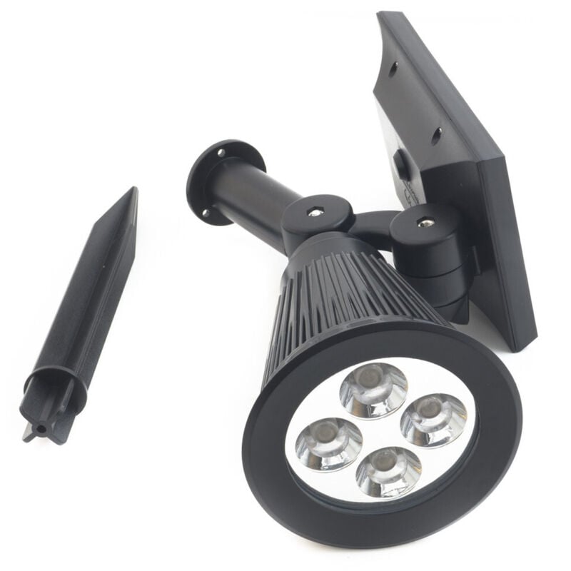 foto del prodotto trade shop traesio - faretto a led luce bianca con pannello a energia solare picchetto giardino ip65 -