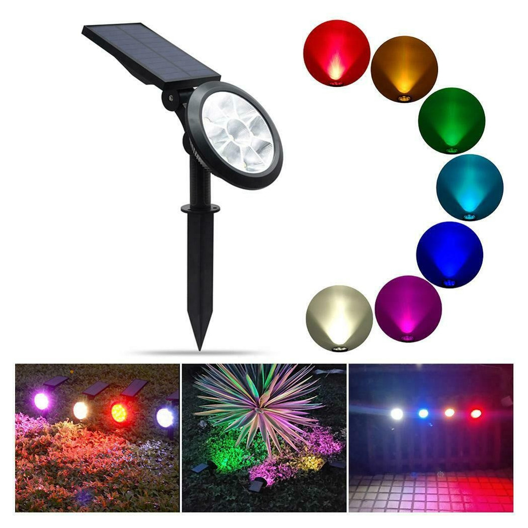 foto del prodotto trade shop traesio faretto a led rgb da giardino picchetto con pannello solare crepuscolare wg 092 
