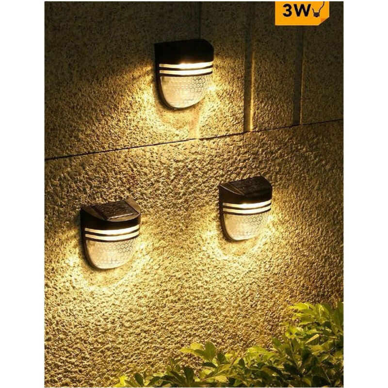 foto del prodotto trade shop traesio faretto applique led giardino ricaricabile 3 w con pannello solare ip65 yh0613 bianco caldo 