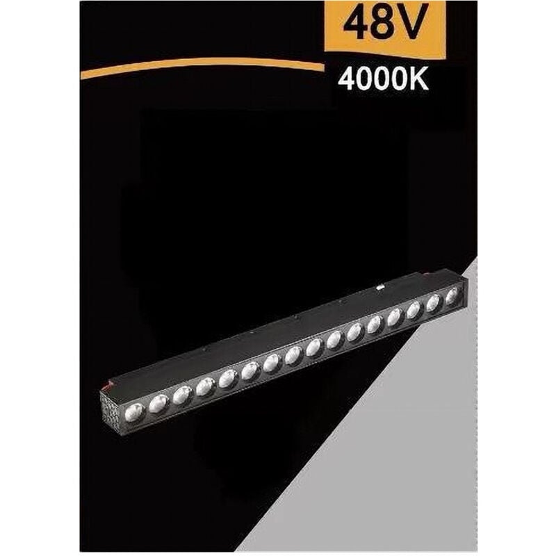 foto del prodotto trade shop traesio faretto barra led 18w magnetico per binario monofase 48v luce 4000k 3000k fr 18w bianco naturale 