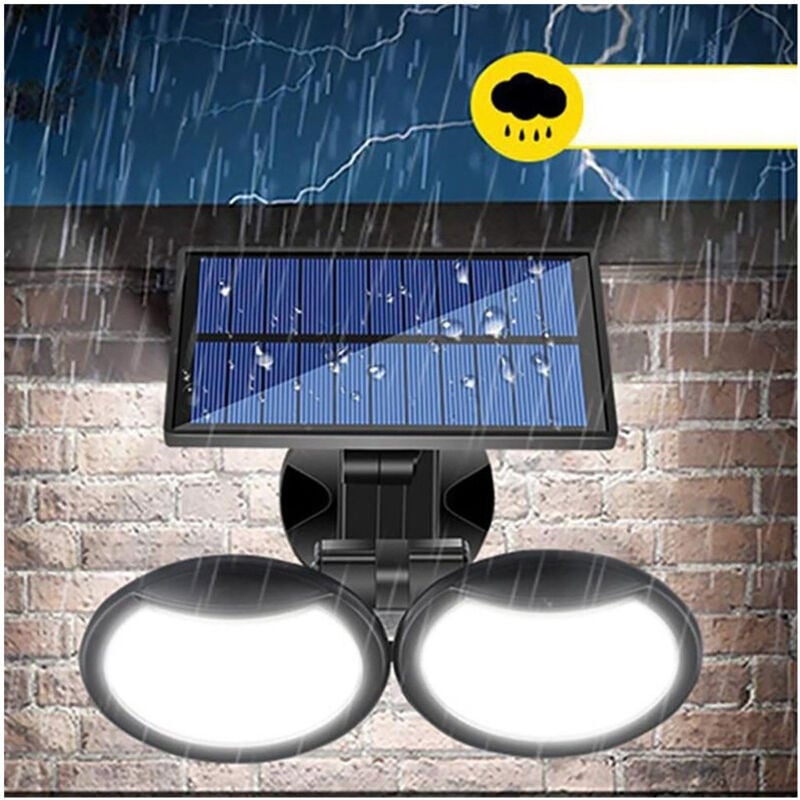 foto del prodotto trade shop traesio faretto con pannello solare doppio a parete sensore movimento pir e crepuscolare 