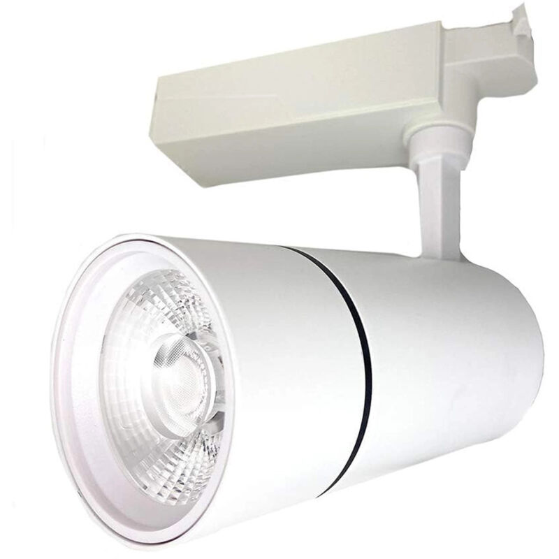 foto del prodotto trade shop traesio faretto da binario led cob 30 w bianco faro soffitto proiettore luce f 30w 07ac bianco freddo 