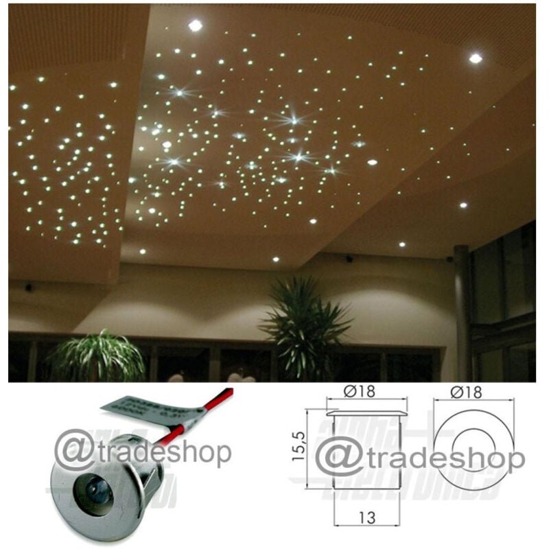foto del prodotto trade shop traesio - faretto effetto cielo stellato luce calda fredda faretti led silver 3v 18mm - -bianco freddo -