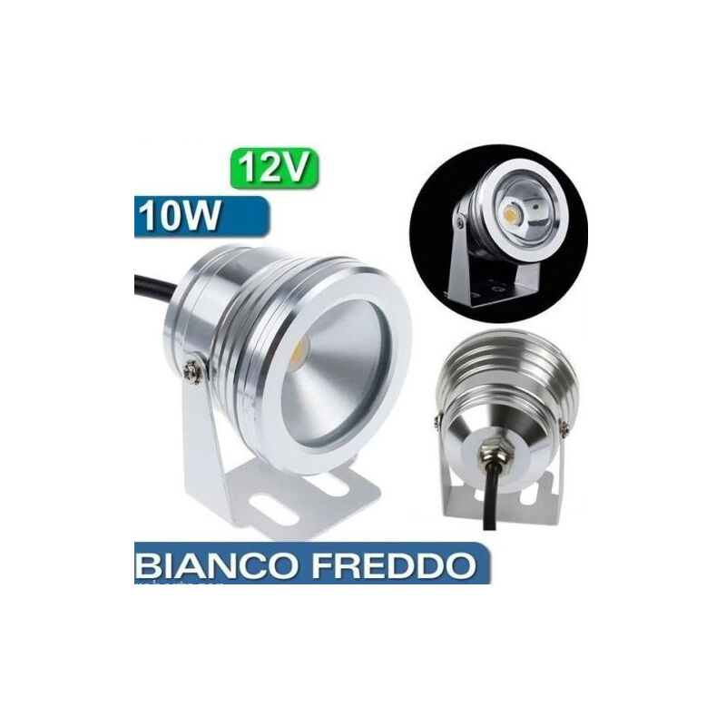 foto del prodotto trade shop traesio faretto faro cob a led bianco freddo 10w 12v per esterno ip65 impermeabile 
