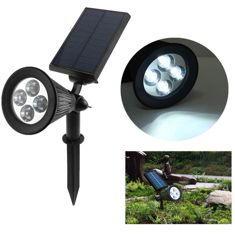 foto del prodotto trade shop traesio faretto faro led giardino 4 led picchetto pannello energia solare giardino ip65 