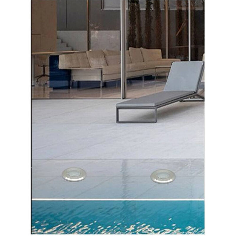 foto del prodotto trade shop traesio - faretto incasso segnapasso 12v 1 watt luce 6500k 3000k 4000k verde blu ip68 es41 - -bianco freddo -