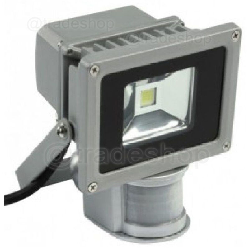 foto del prodotto trade shop traesio faretto lampada esterna faro led 10w con sensore di movimento pir 9 led 600lm bianco freddo 
