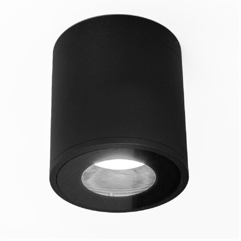 foto del prodotto trade shop traesio faretto lampada soffitto attacco gu10 plafoniera tonda esterno led impermeabile nero